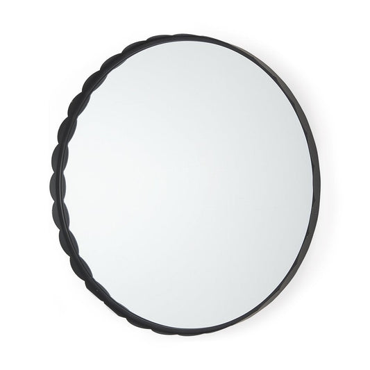 30" Black Metal Scalloped Framed Accent Mirror HomeRoots