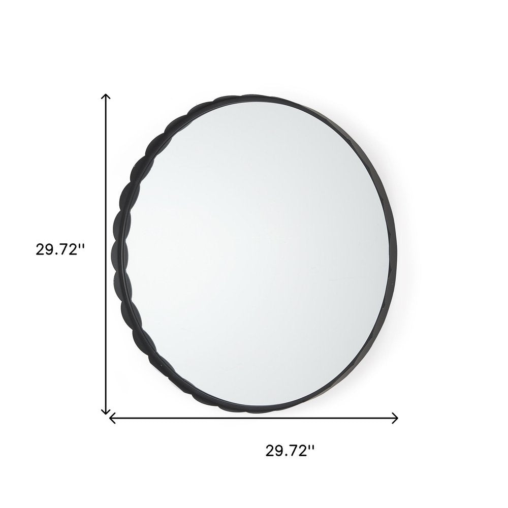 30" Black Metal Scalloped Framed Accent Mirror HomeRoots