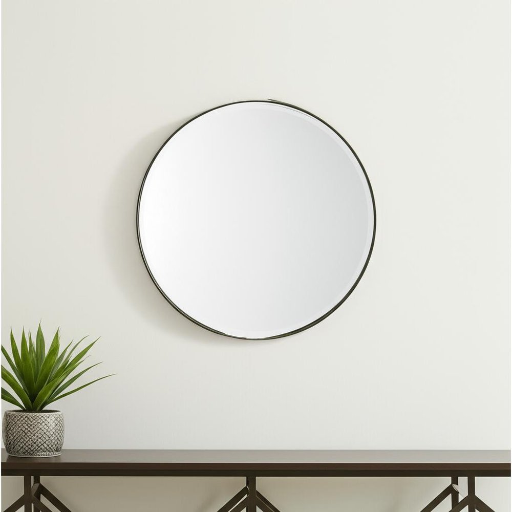 24" Gold Metal Round Framed Accent Mirror HomeRoots