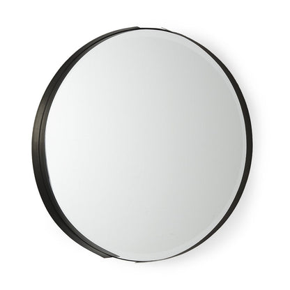 24" Black Metal Round Framed Accent Mirror HomeRoots