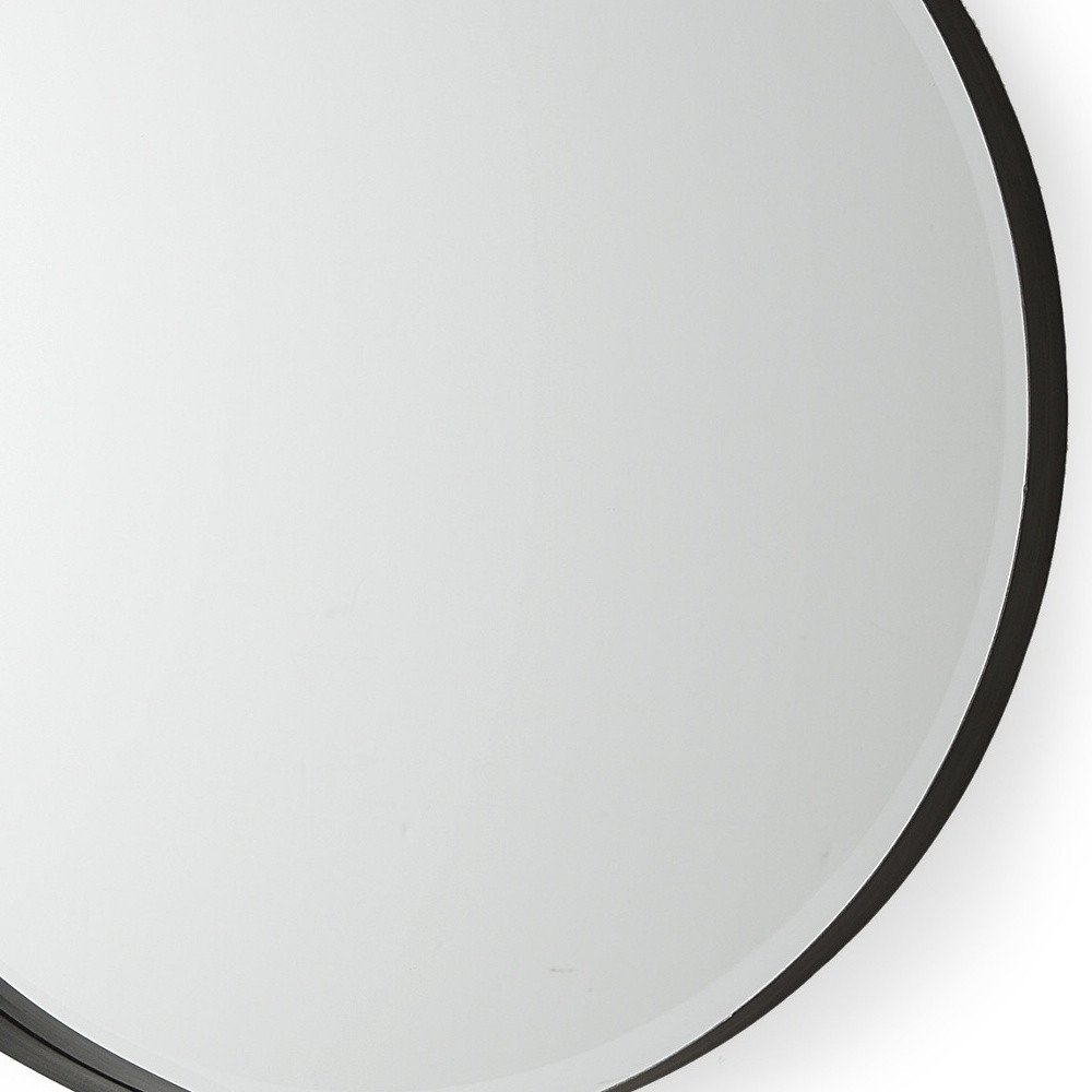 24" Black Metal Round Framed Accent Mirror HomeRoots