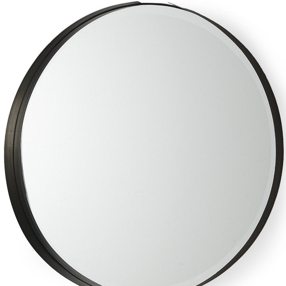 24" Black Metal Round Framed Accent Mirror HomeRoots