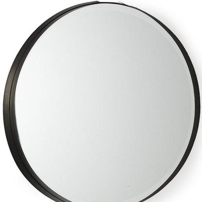 24" Black Metal Round Framed Accent Mirror HomeRoots