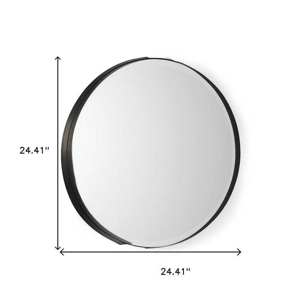 24" Black Metal Round Framed Accent Mirror HomeRoots
