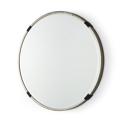 24" Gold And Black Metal Round Framed Accent Mirror HomeRoots