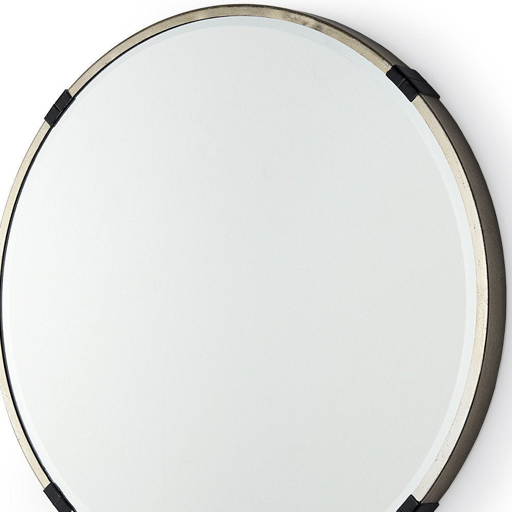 24" Gold And Black Metal Round Framed Accent Mirror HomeRoots