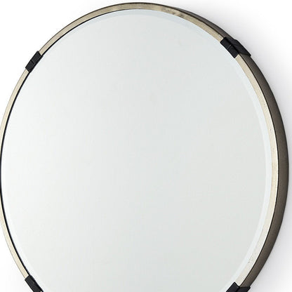 24" Gold And Black Metal Round Framed Accent Mirror HomeRoots