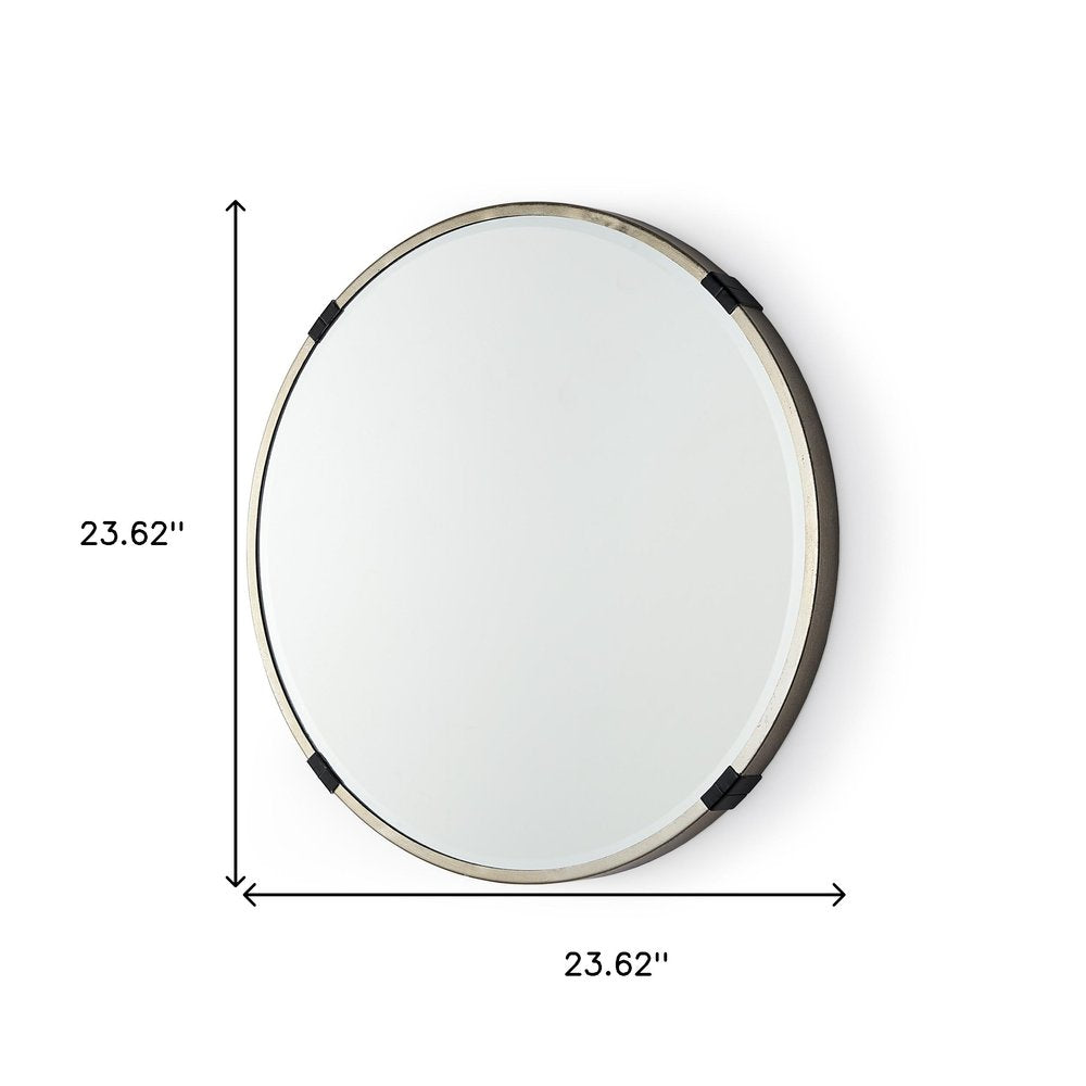 24" Gold And Black Metal Round Framed Accent Mirror HomeRoots