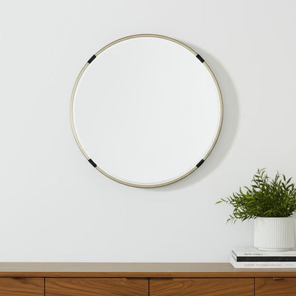 24" Gold And Black Metal Round Framed Accent Mirror HomeRoots
