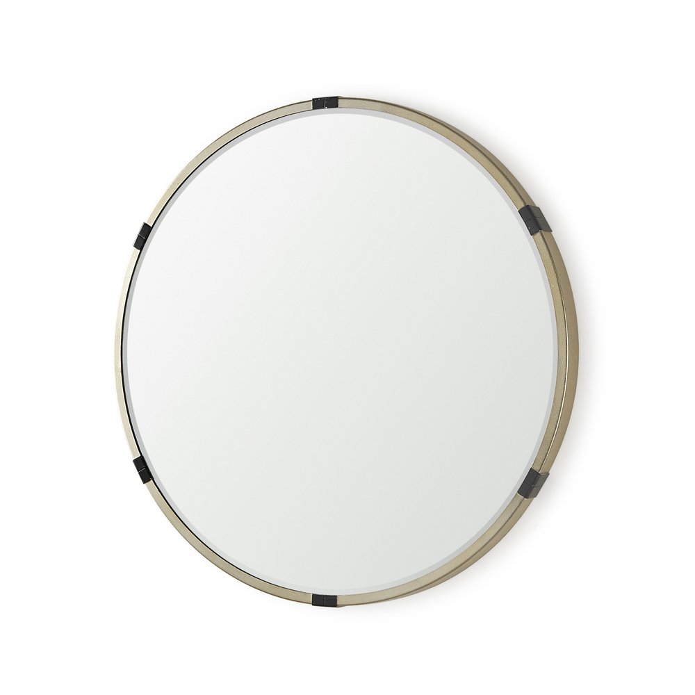 29" Gold And Black Metal Round Framed Accent Mirror HomeRoots