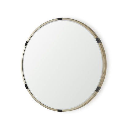 29" Gold And Black Metal Round Framed Accent Mirror HomeRoots