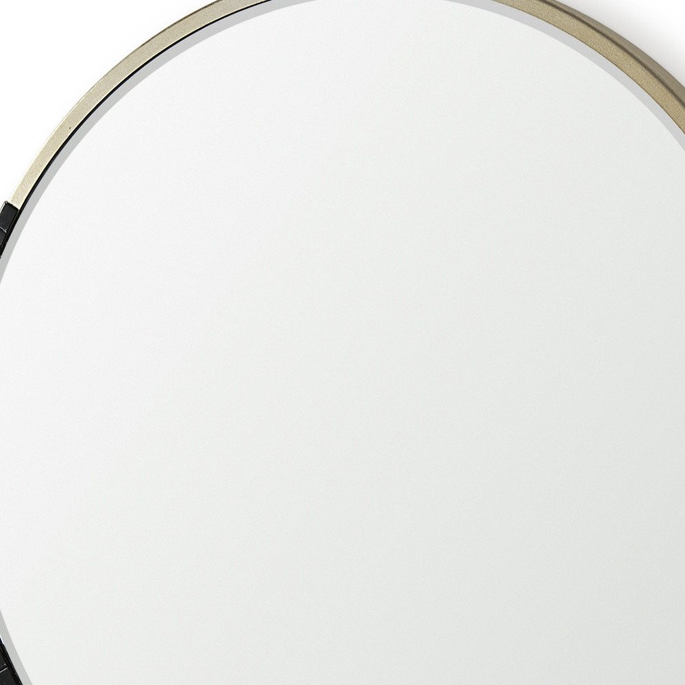 29" Gold And Black Metal Round Framed Accent Mirror HomeRoots
