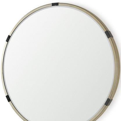 29" Gold And Black Metal Round Framed Accent Mirror HomeRoots