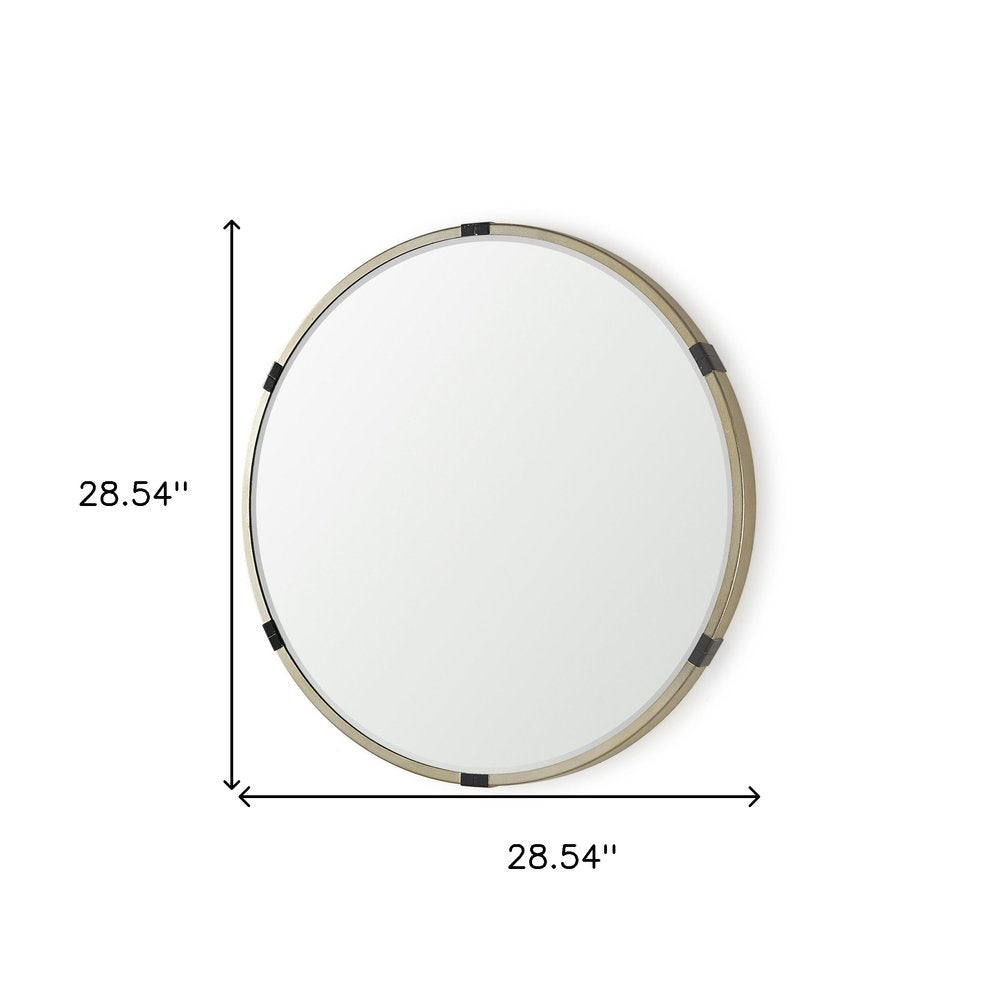 29" Gold And Black Metal Round Framed Accent Mirror HomeRoots
