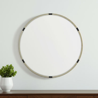 29" Gold And Black Metal Round Framed Accent Mirror HomeRoots