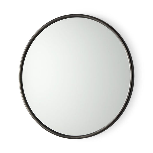 36" Black Metal Round Framed Accent Mirror