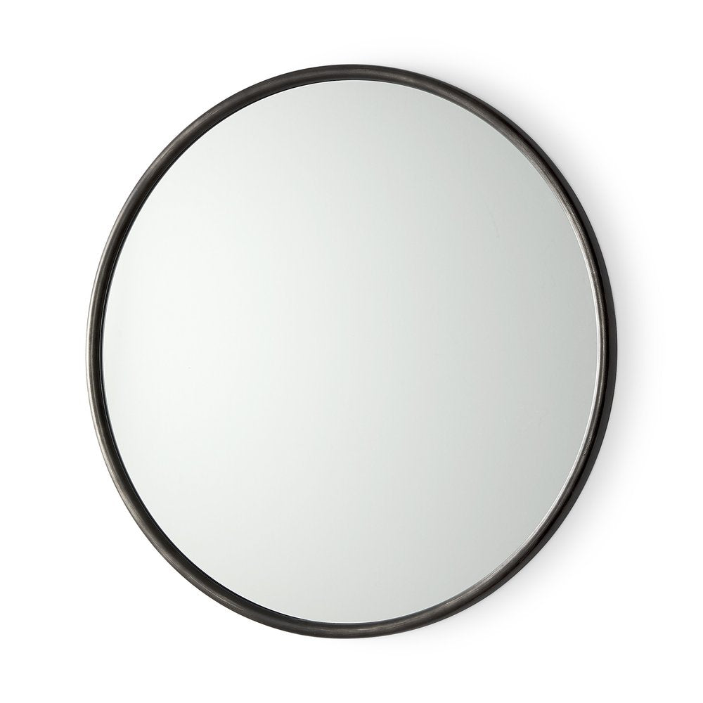 36" Black Metal Round Framed Accent Mirror HomeRoots