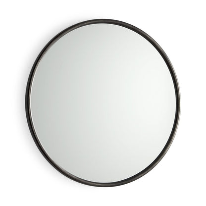 36" Black Metal Round Framed Accent Mirror