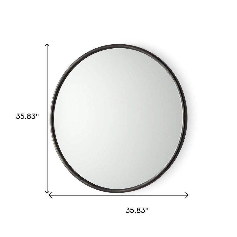 36" Black Metal Round Framed Accent Mirror HomeRoots