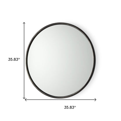 36" Black Metal Round Framed Accent Mirror HomeRoots