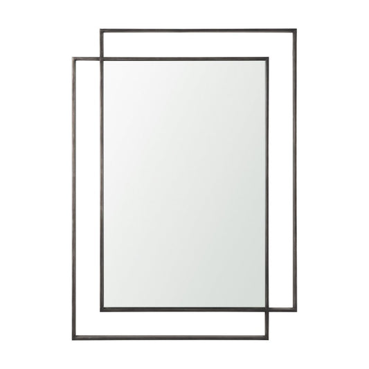 43" Gold Iron Double Geometric Framed Accent Mirror HomeRoots