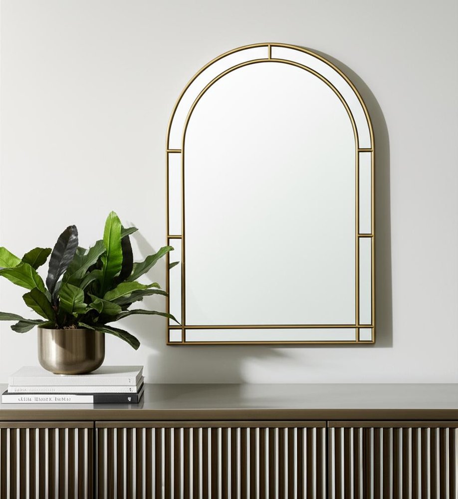 48" Gold Metal Double Arch Framed Accent Mirror — view 4