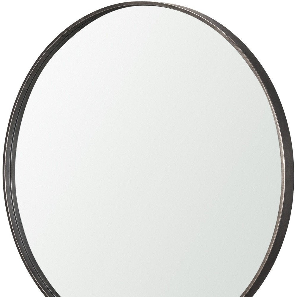 38" Gunmetal Metal Round And Rectangle Framed Accent Mirror HomeRoots