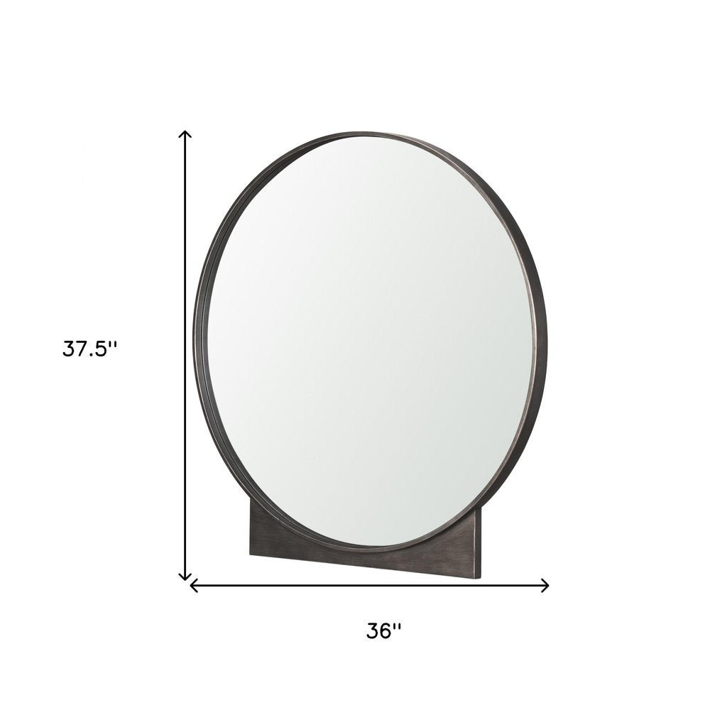 38" Gunmetal Metal Round And Rectangle Framed Accent Mirror HomeRoots