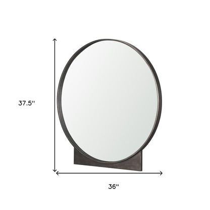 38" Gunmetal Metal Round And Rectangle Framed Accent Mirror HomeRoots