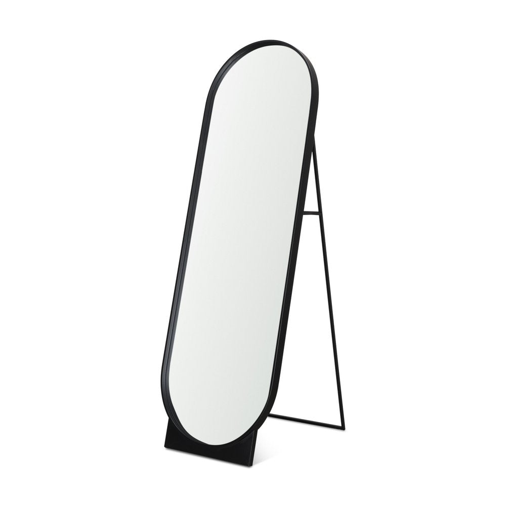 67" Black Metal Oval Freestanding Tilting Geometric Framed Standing Mirror — view 1