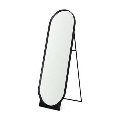67" Black Metal Oval Freestanding Tilting Geometric Framed Standing Mirror HomeRoots