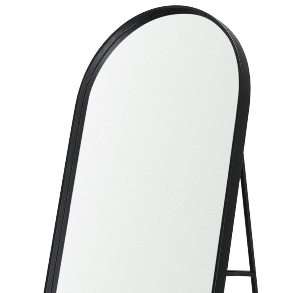 67" Black Metal Oval Freestanding Tilting Geometric Framed Standing Mirror — view 2