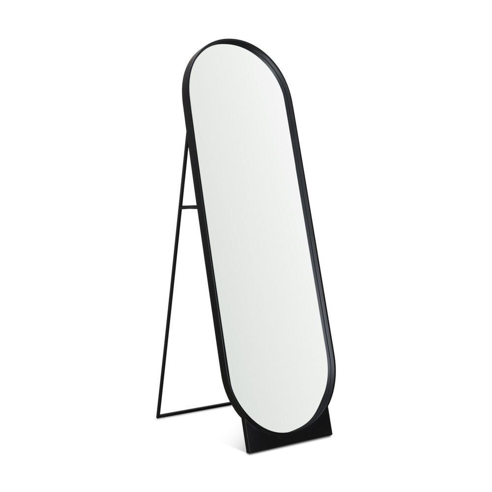 67" Black Metal Oval Freestanding Tilting Geometric Framed Standing Mirror — view 3