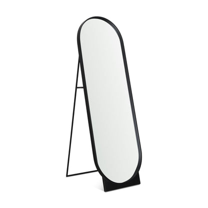 67" Black Metal Oval Freestanding Tilting Geometric Framed Standing Mirror HomeRoots