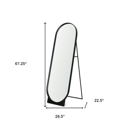 67" Black Metal Oval Freestanding Tilting Geometric Framed Standing Mirror HomeRoots