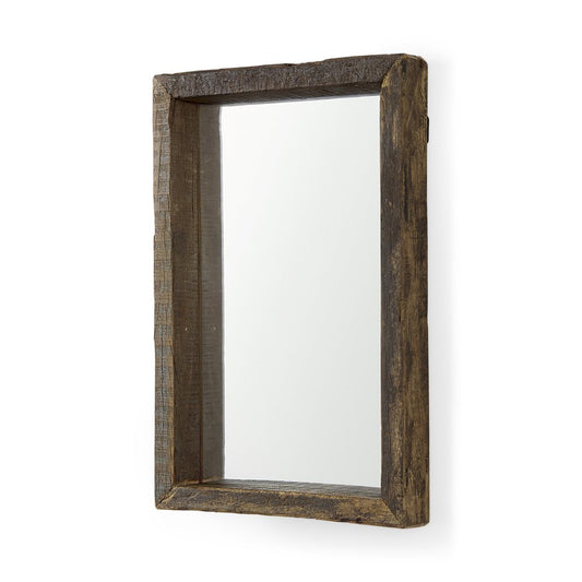 18" Brown Solid Wood Framed Accent Mirror HomeRoots