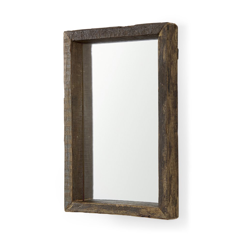 18" Brown Solid Wood Framed Accent Mirror HomeRoots