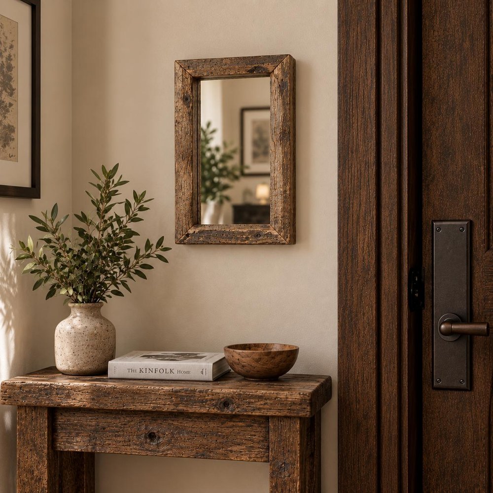 18" Brown Solid Wood Framed Accent Mirror HomeRoots