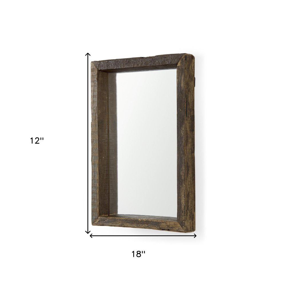 18" Brown Solid Wood Framed Accent Mirror HomeRoots