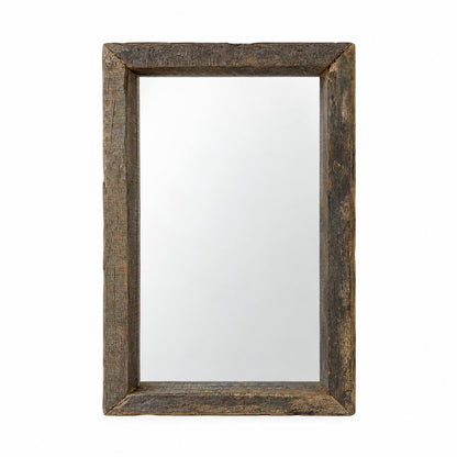 18" Brown Solid Wood Framed Accent Mirror HomeRoots