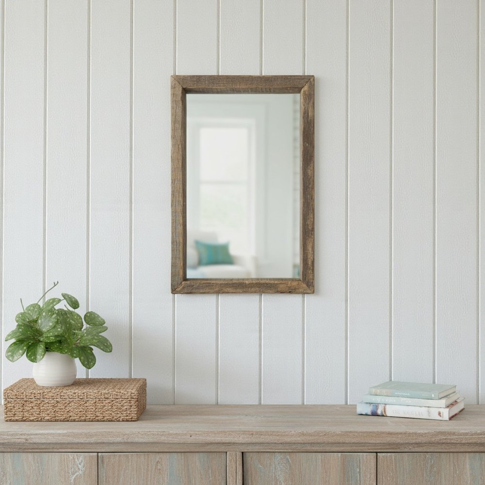 18" Brown Solid Wood Framed Accent Mirror HomeRoots