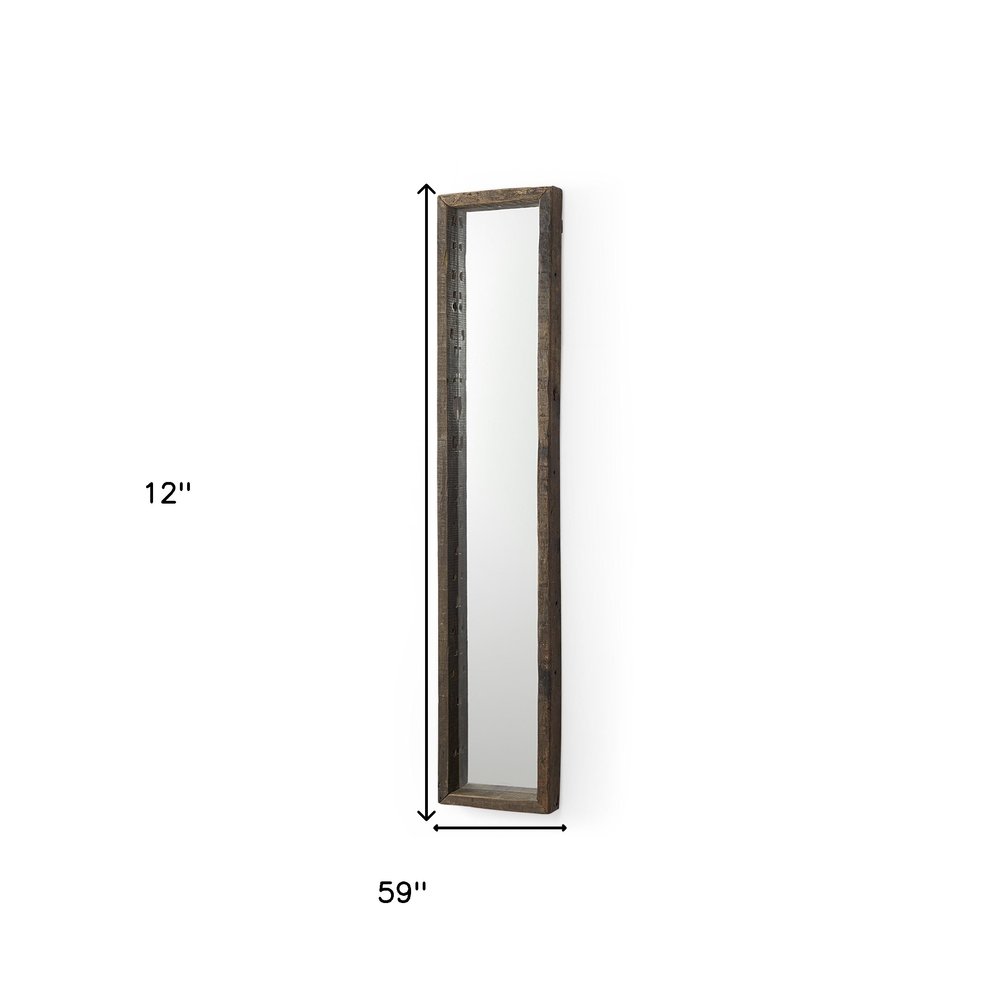 59" Brown Solid Wood Framed Accent Mirror HomeRoots