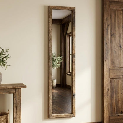 59" Brown Solid Wood Framed Accent Mirror HomeRoots