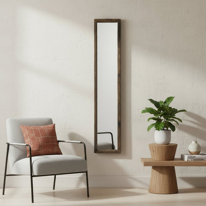 59" Brown Solid Wood Framed Accent Mirror HomeRoots