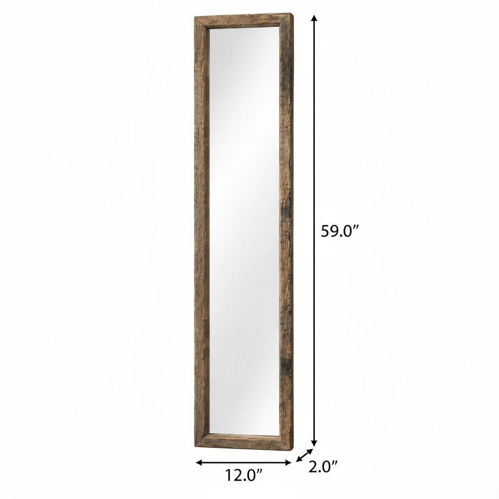 59" Brown Solid Wood Framed Accent Mirror HomeRoots