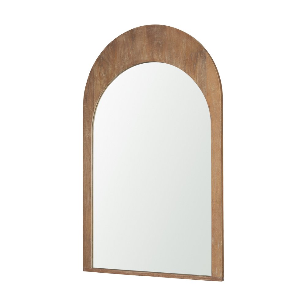 48" Light Brown Solid Wood Arch Framed Accent Mirror HomeRoots