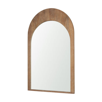 48" Light Brown Solid Wood Arch Framed Accent Mirror HomeRoots