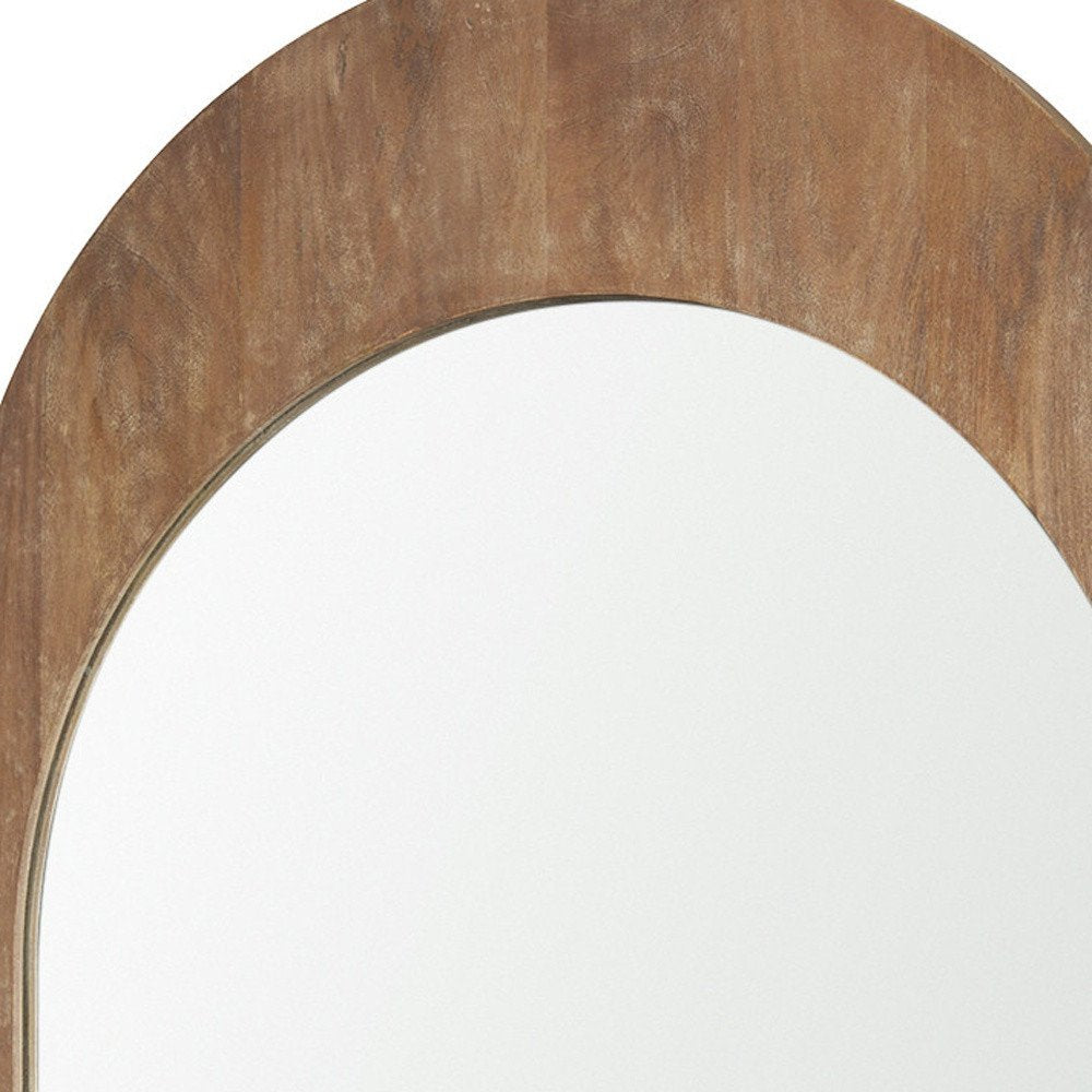 48" Light Brown Solid Wood Arch Framed Accent Mirror HomeRoots