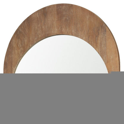 48" Light Brown Solid Wood Arch Framed Accent Mirror HomeRoots