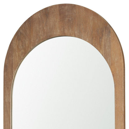 48" Light Brown Solid Wood Arch Framed Accent Mirror HomeRoots